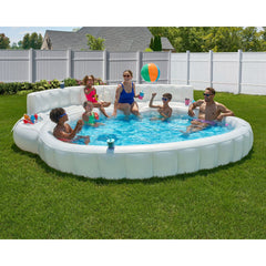 6-Person Inflatable Pool Lounge | Built-in Coolers & Drink Holders